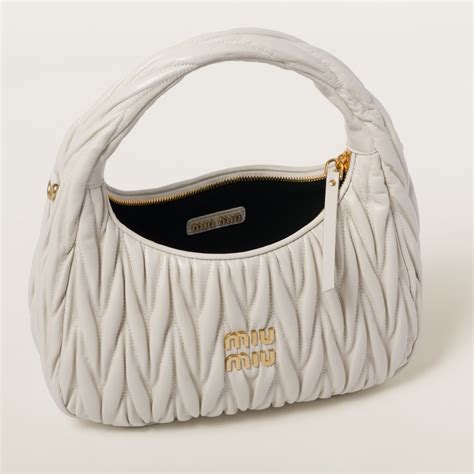 miu miu wander white|White Wander Matelassé Nappa Leather Hobo Bag .